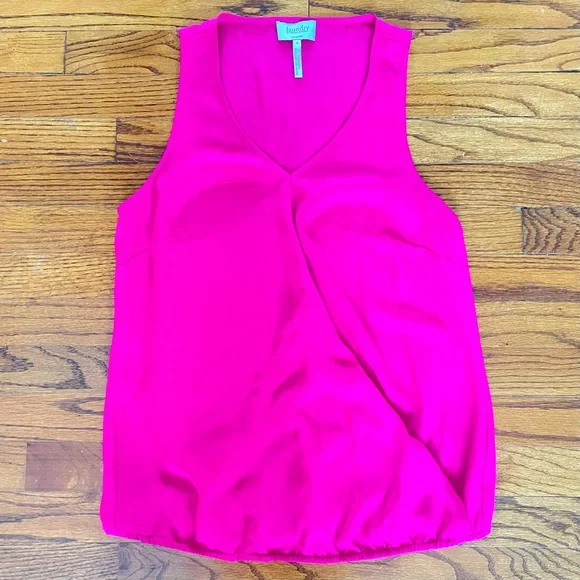 Laundry by Shelli Segal Hot Pink Wrap Front Sleeveless V-Neck Top Blouse Small - Picture 1 of 5